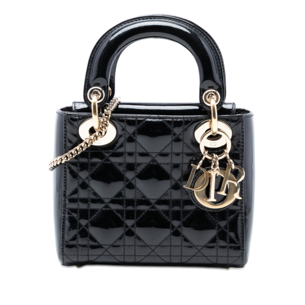 Pre-Loved Dior Mini Patent Cannage Lady Dior